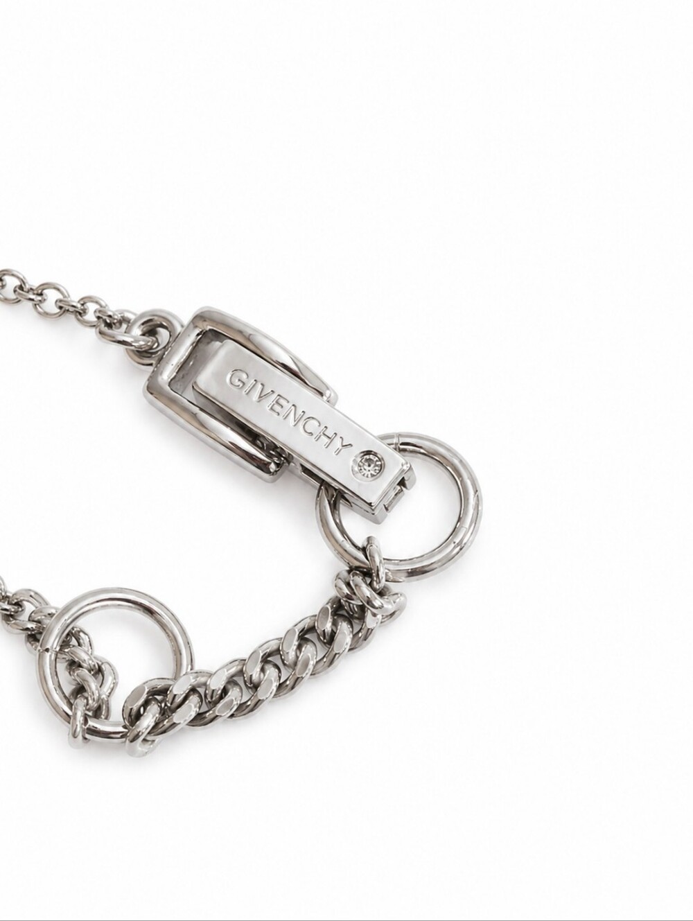 Givenchy Crystal Heart Necklace & Matching Heart Hoop Earrings Set Silver Tone - Picture 5 of 8